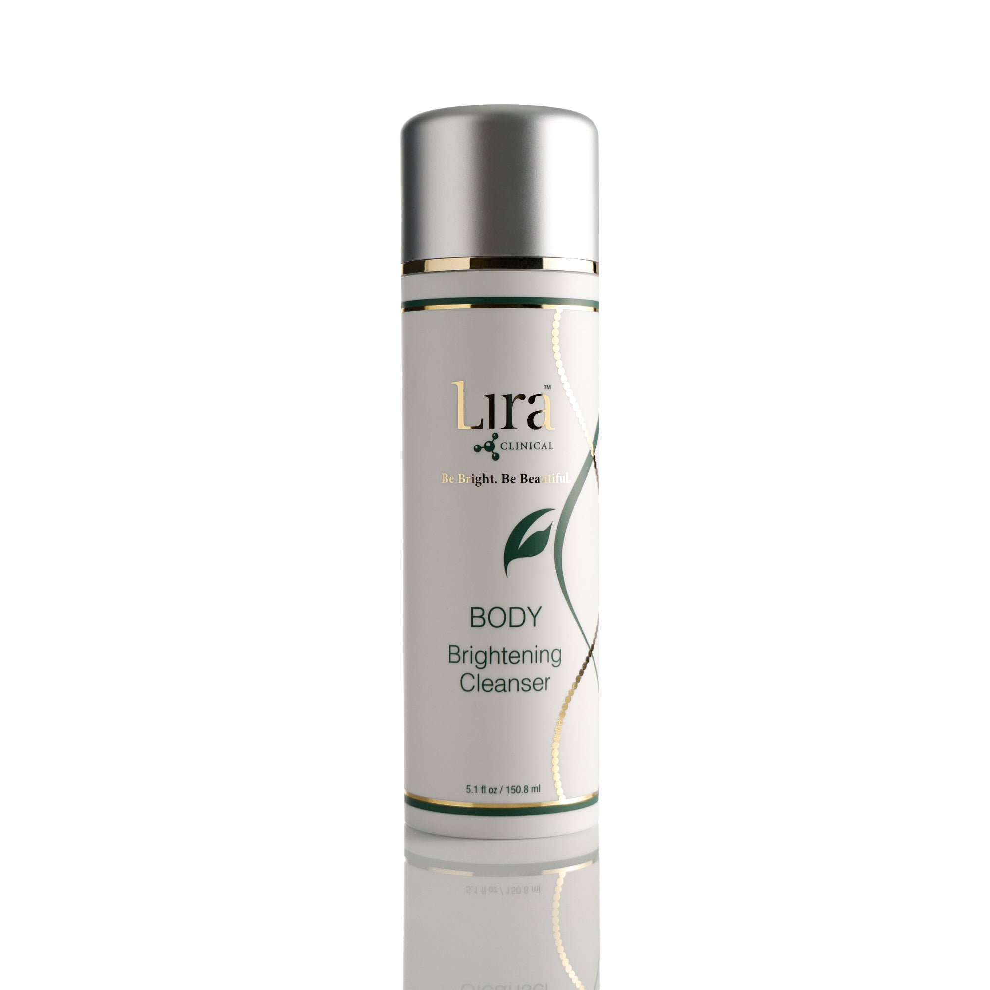 5.1 oz tube with gold trim and silver lid gold and green DNA BODY Brightening Cleanser