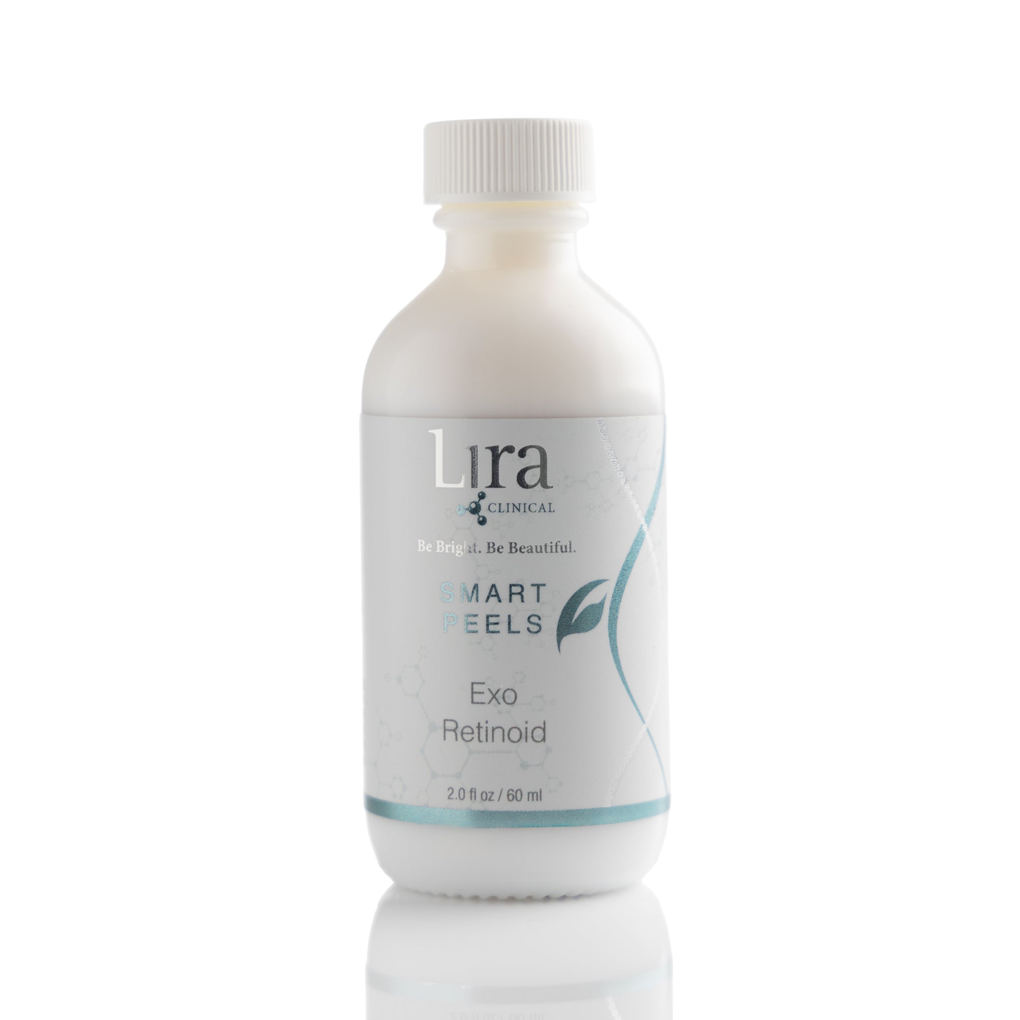 2 fl oz white bottle with white lid and light grey and blue DNA Smart Peels Exo Retinoid
