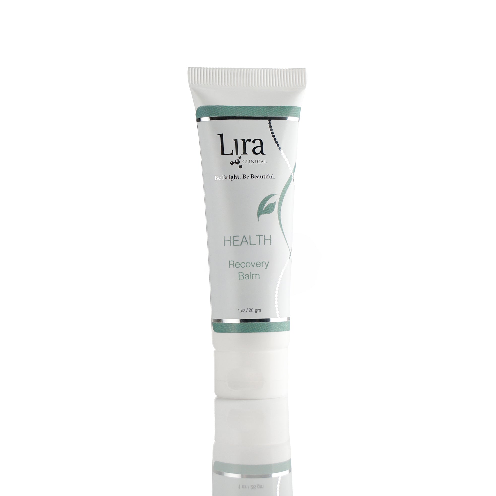 1 oz white tube with white lid silver and green DNA HEALTH Recovery Balm