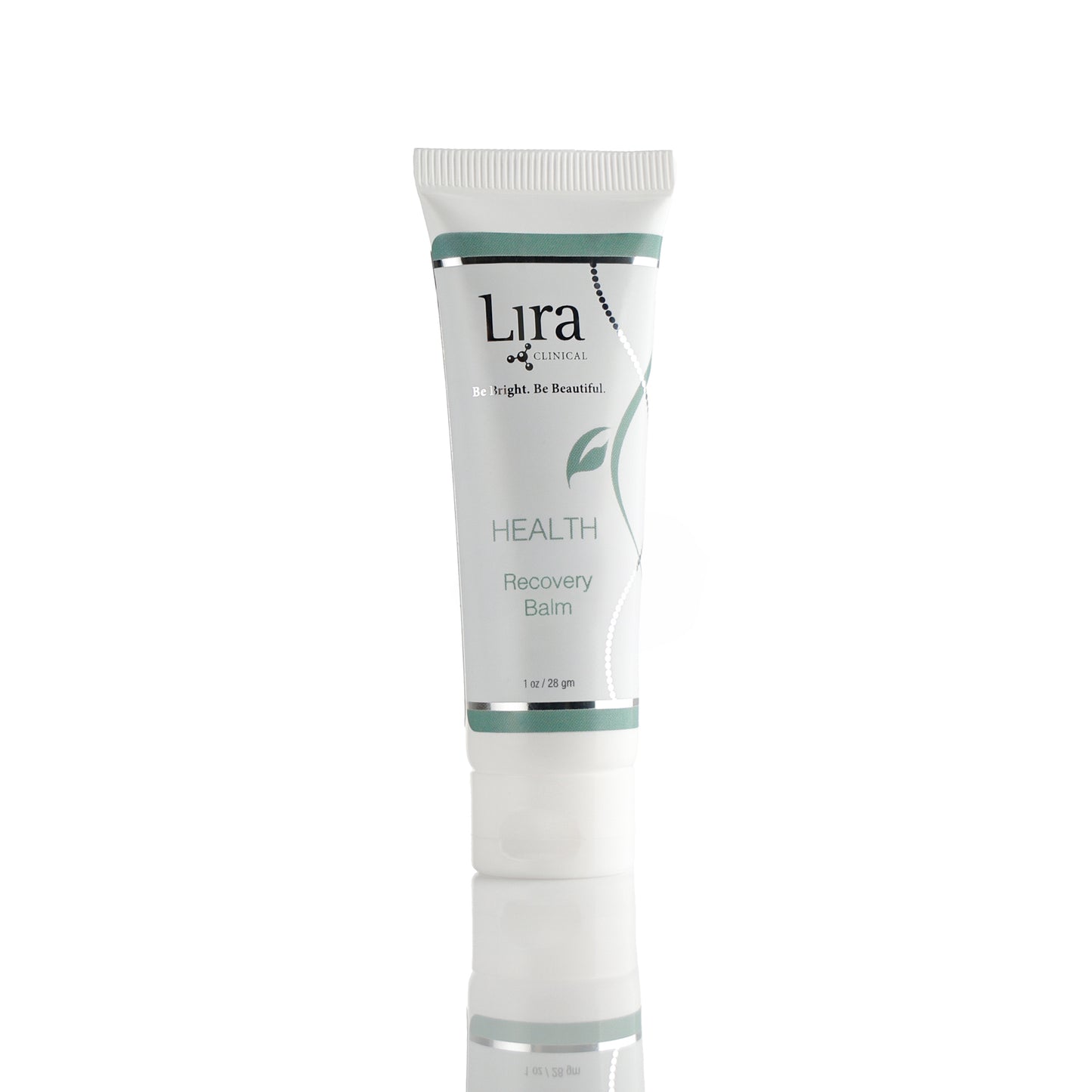 1 oz white tube with white lid silver and green DNA HEALTH Recovery Balm