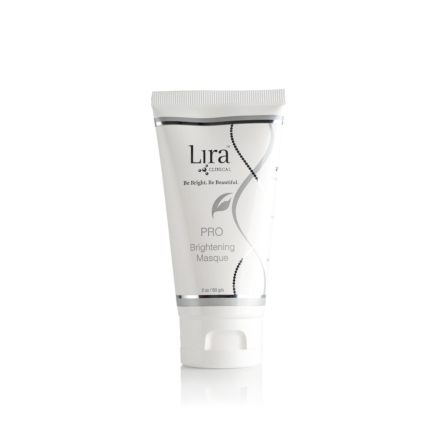 2 oz white tube with white lid and grey and silver DNA and writing PRO Brightening Masque
