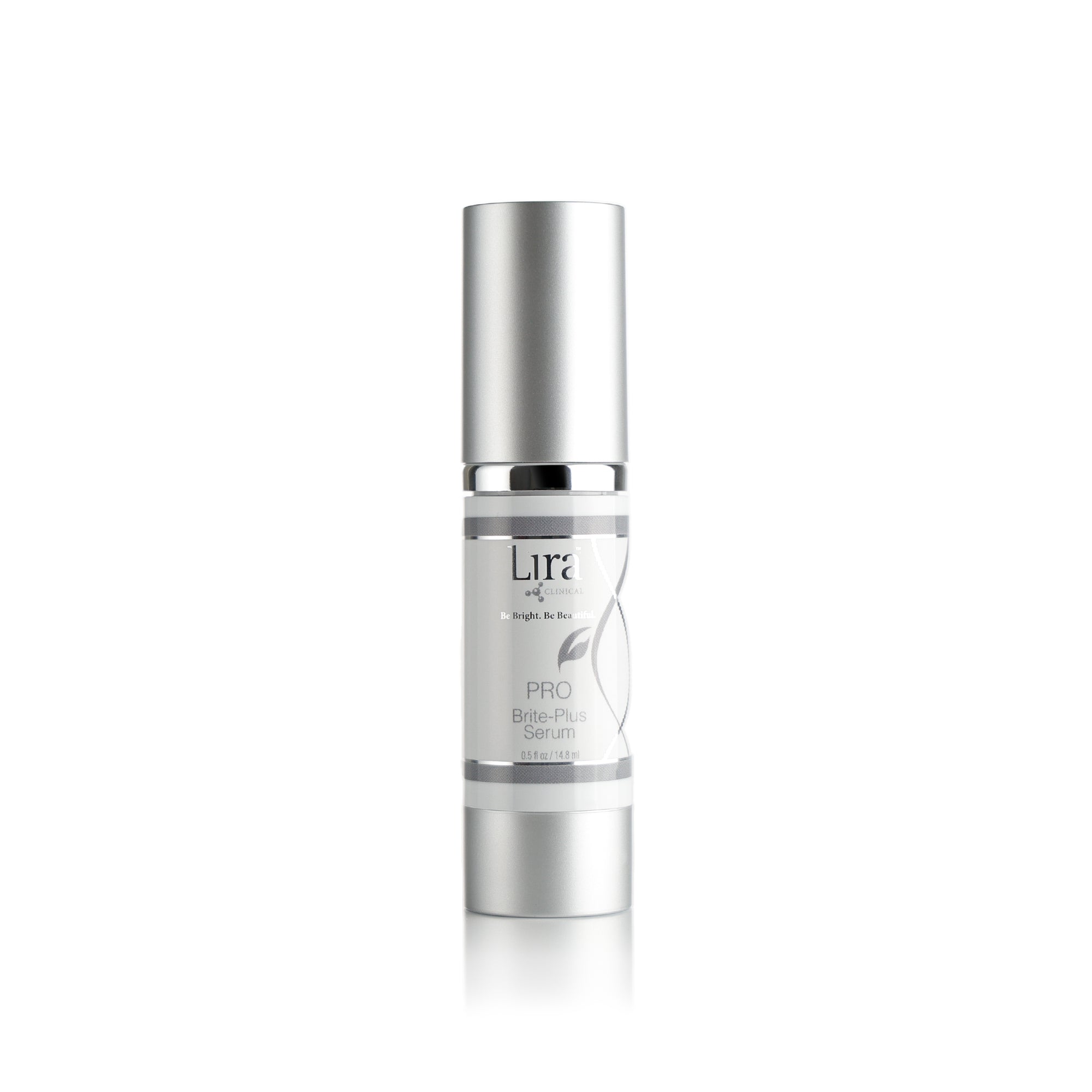 0.5 fl of bottle with matte silver lid and bottom silver DNA PRO Brite-Plus Serum