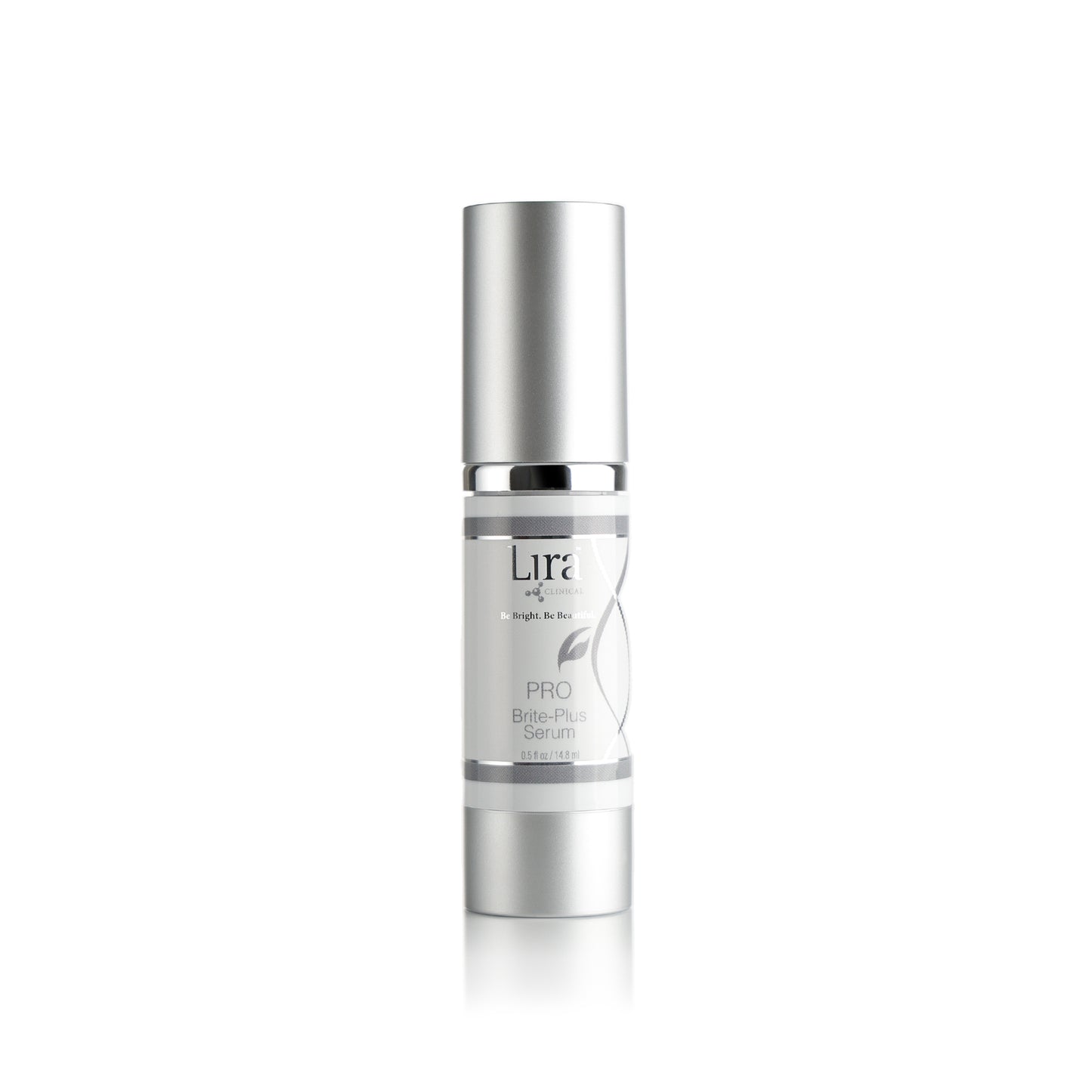 0.5 fl of bottle with matte silver lid and bottom silver DNA PRO Brite-Plus Serum