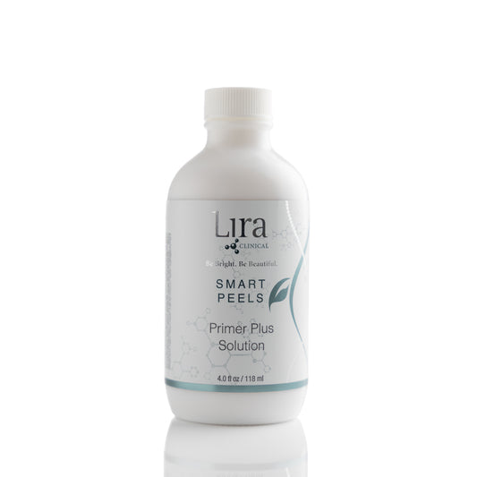 4 oz white bottle with white lid and light grey DNA Smart Peels Primer Plus Solution