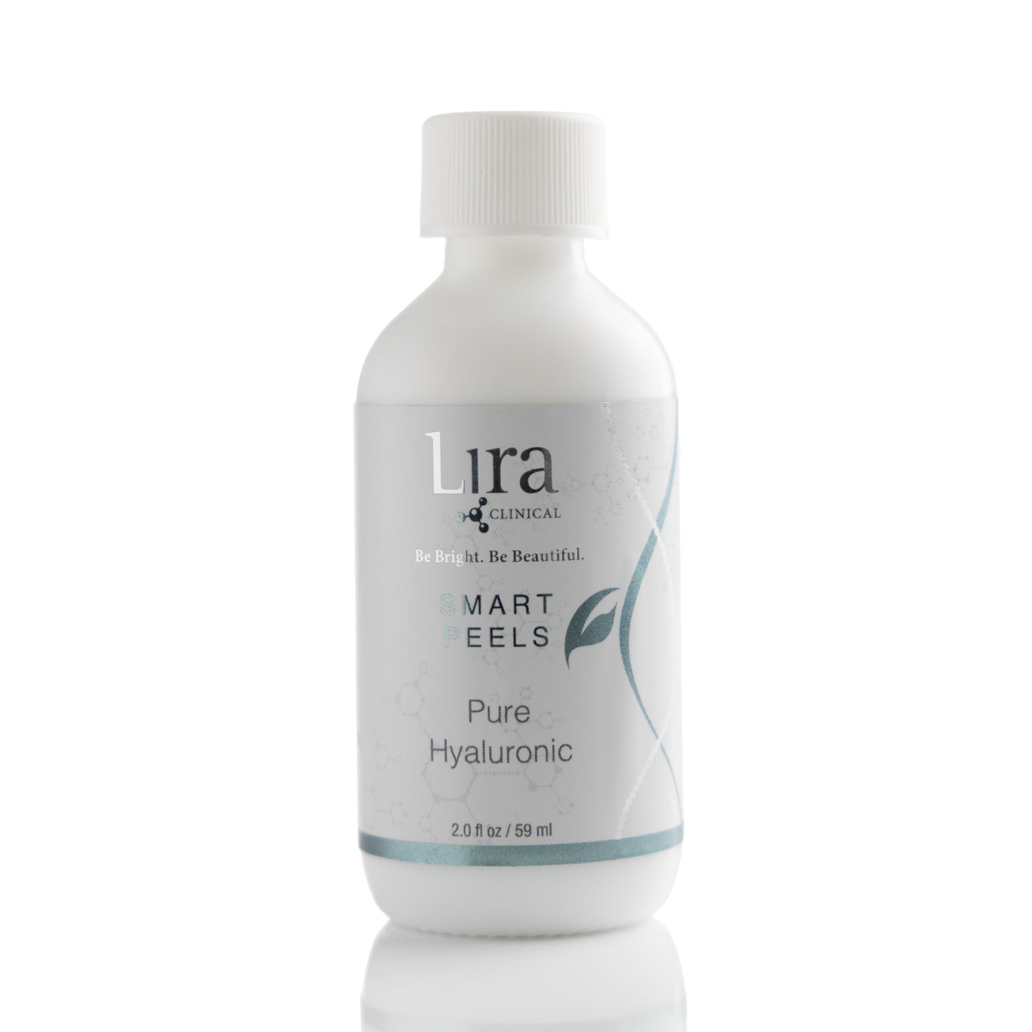 2 fl oz white bottle with white lid and light grey and blue DNA Smart Peels Pure Hyaluronic