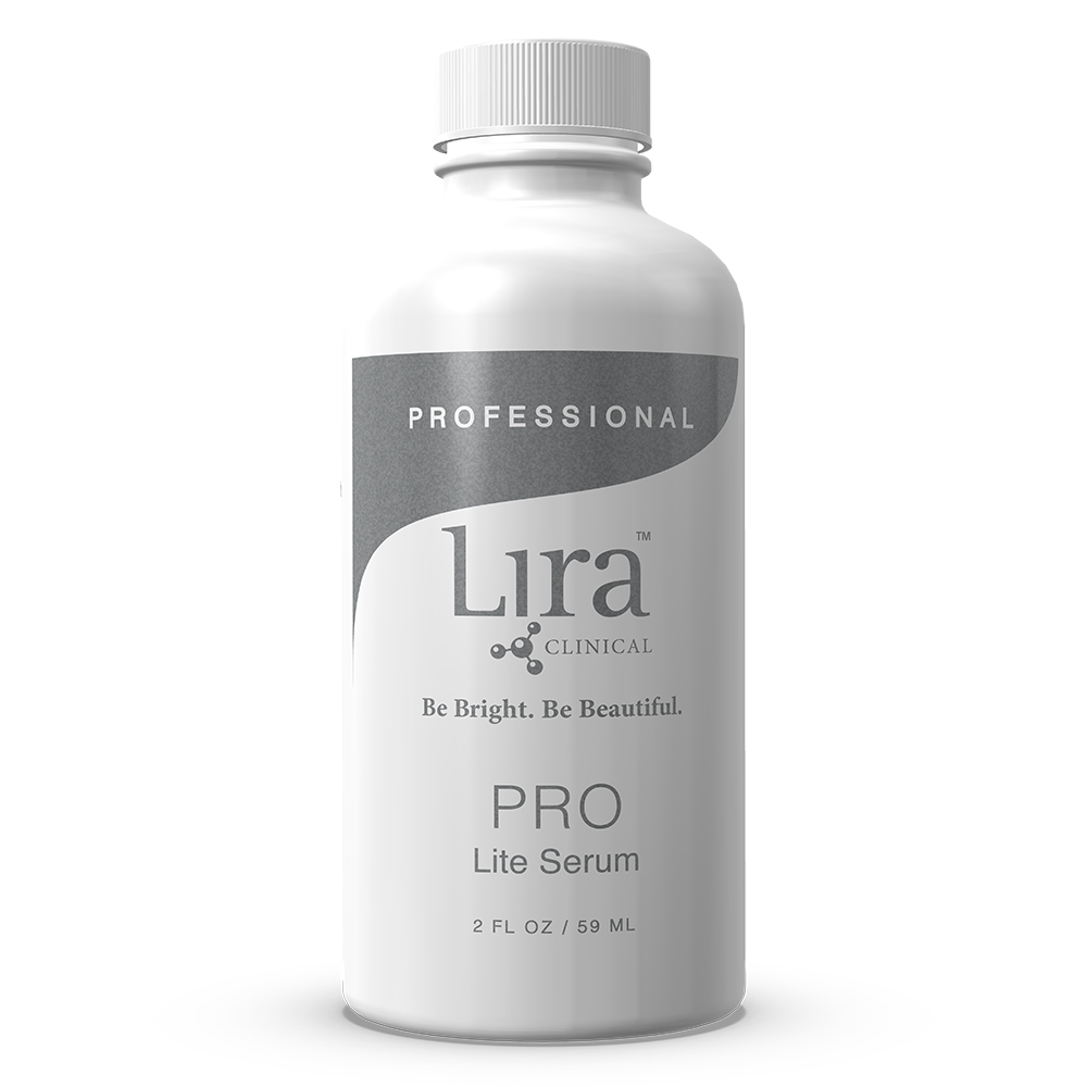 White bottle with white lid grey writing PRO Lite Serum
