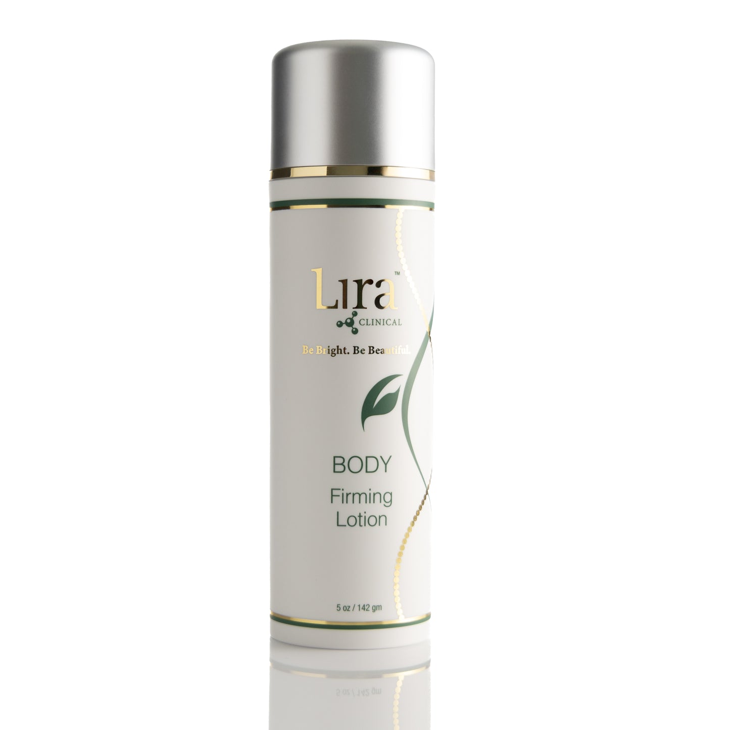 5 oz tube with gold trim and silver lid gold and green DNA BODY Firming Lotion 