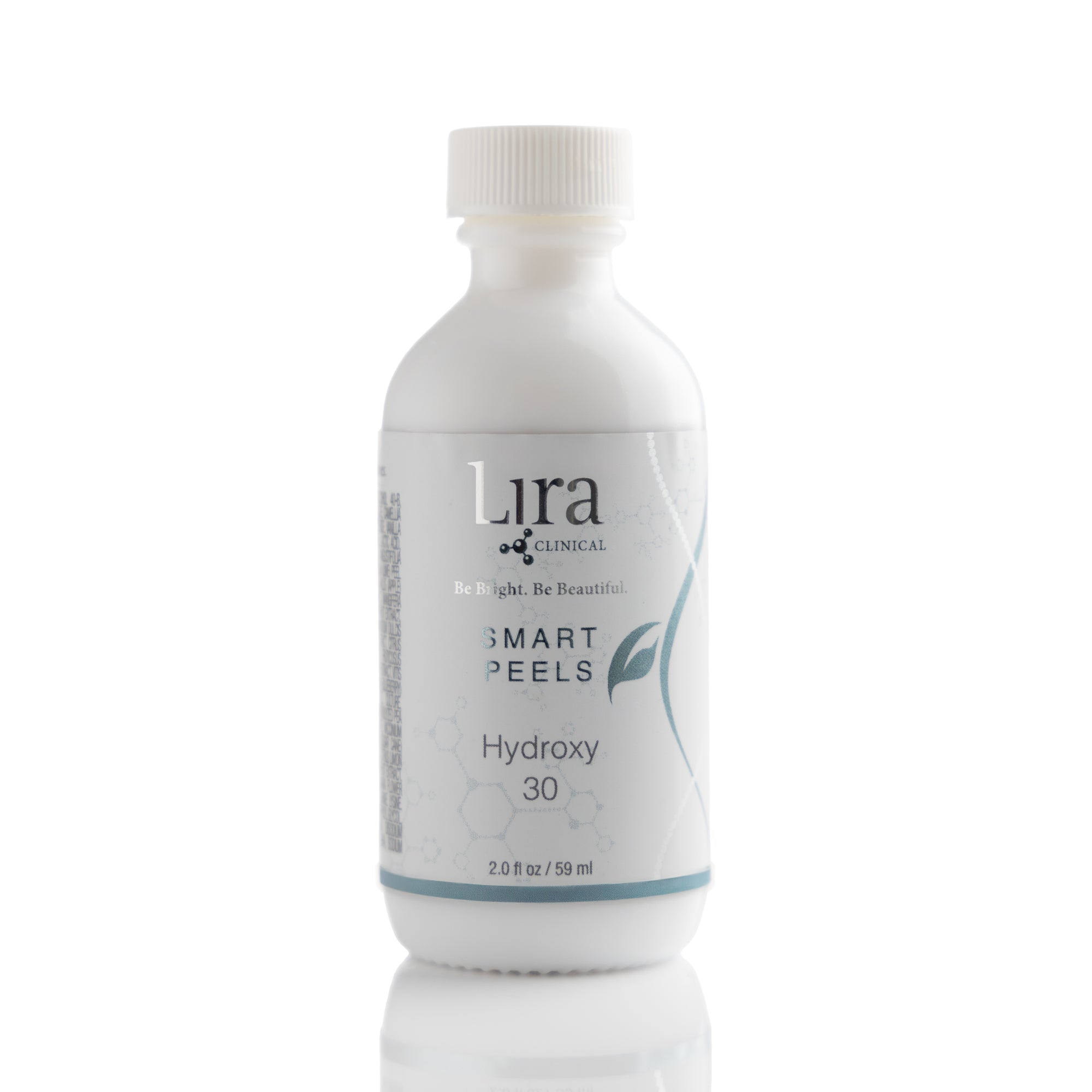 2 fl oz white bottle with white lid and light grey and blue DNA Smart Peels Hydroxy 30