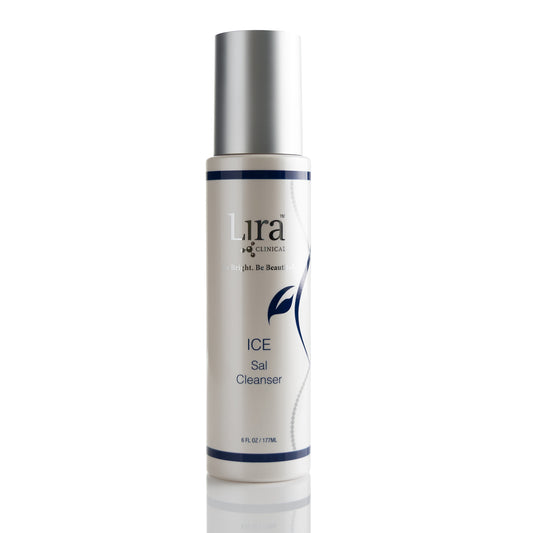 6 fl oz white bottle with silver lid writing and blue DNA ICE Sal Cleanser