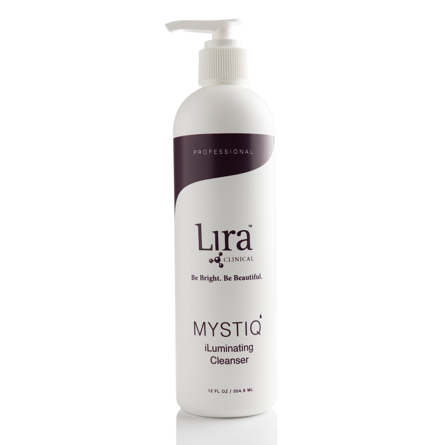 12 fl oz white bottle with white pump lid MYSTIQ iLuminating Cleanser 