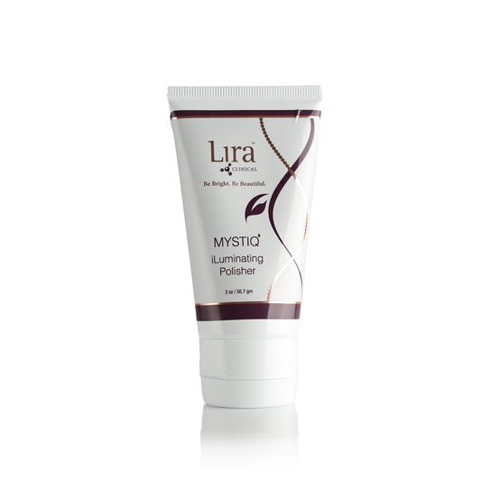 2 oz white bottle white lid and red and gold DNA MYSTIQ iLuminating Polisher