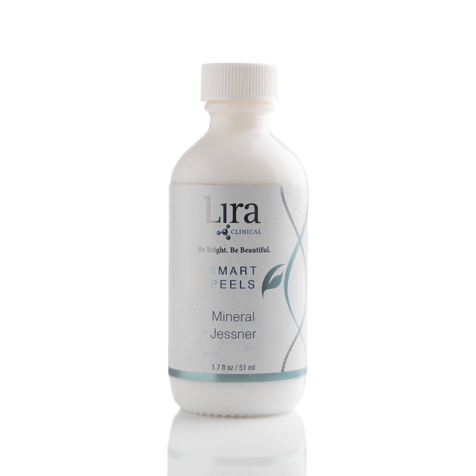 1.7 fl oz white bottle with white lid and light grey and blue DNA Smart Peels Mineral Jessner