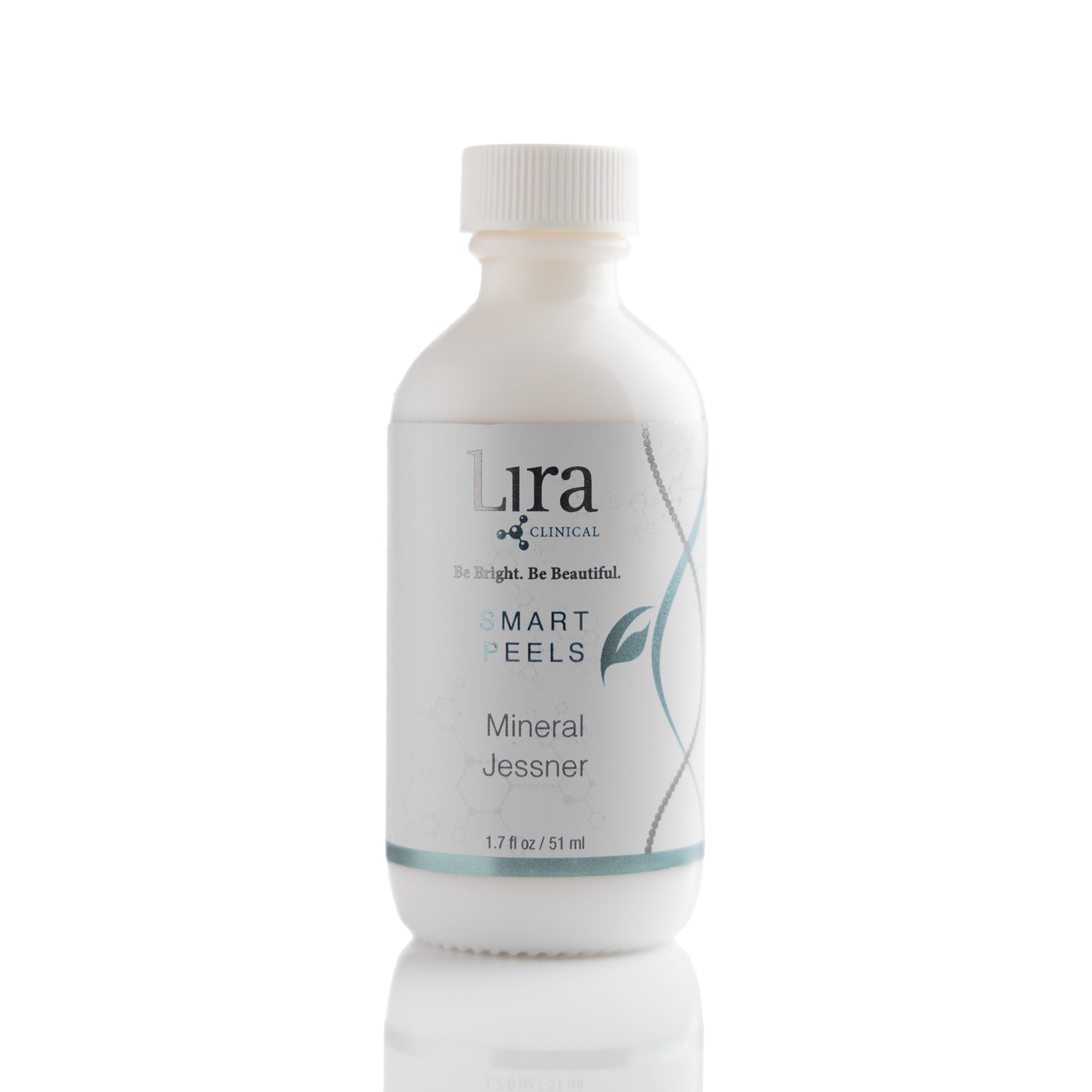 1.7 fl oz white bottle with white lid and light grey and blue DNA Smart Peels Mineral Jessner