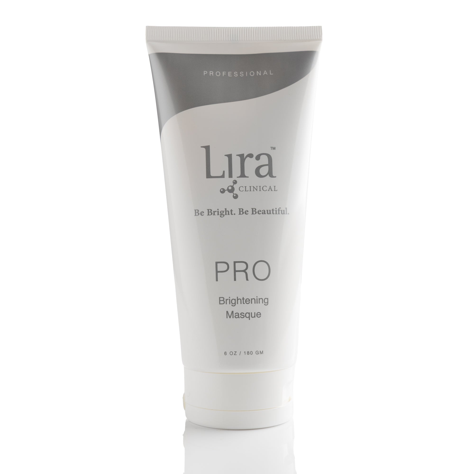 6 oz White tube with white lid and grey writing PRO Brightening Masque 