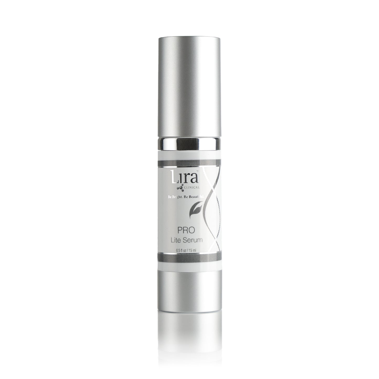 0.5 fl oz white tube with silver lid and writing PRO Lite Serum