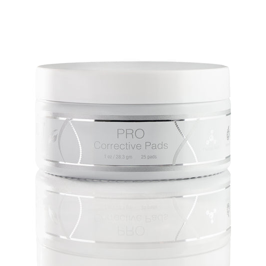 1 oz White jar with white lid PRO Corrective Pads silver DNA and writing 