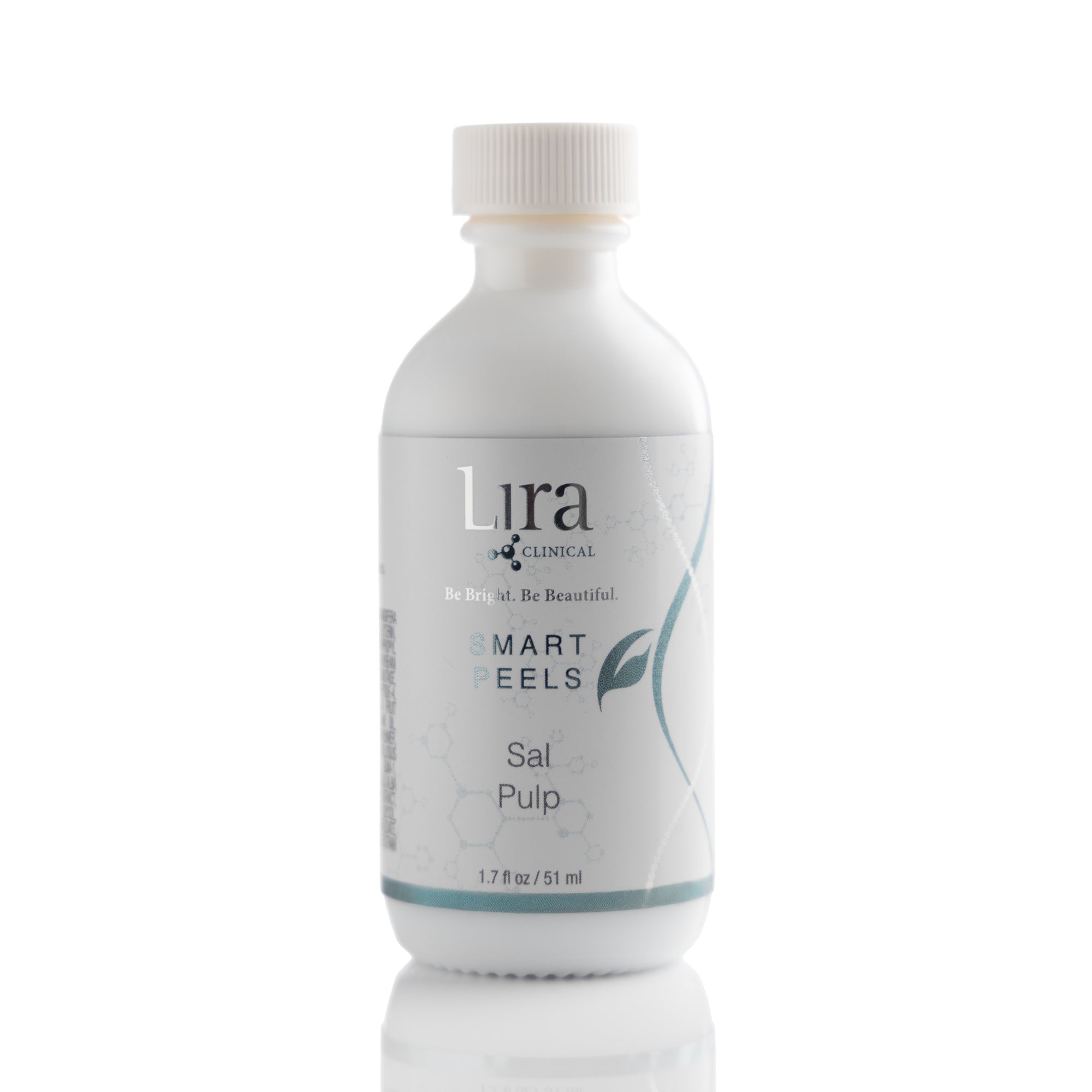 1.7 fl oz white bottle with white lid and light grey and blue DNA Smart Peels Sal Pulp