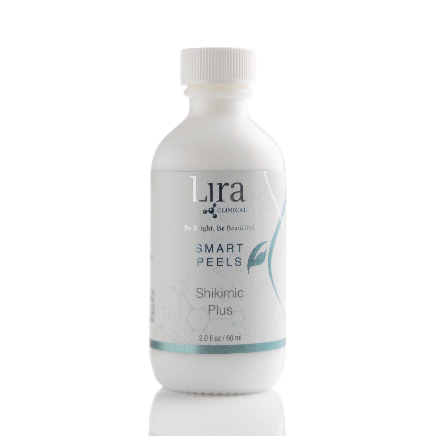 2 fl oz white bottle with white lid and light grey and blue DNA Smart Peels Shikimic Plus 